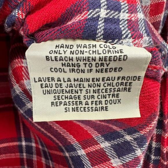 Denim Supply Ralph Lauren Plaid Shirt Red Blue Womens XS Linen Old Money Preppy - Picture 9 of 10